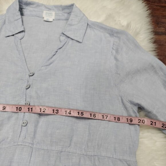 Sigrid Olsen Light Blue Lagenlook Oversized Linen Preppy Tunic Blouse S - Picture 9 of 13